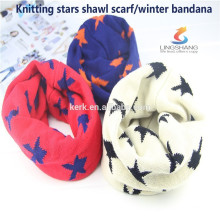 Lingshang bandana de malha de moda do aquecedor de pescoço para as mulheres, lenço de cashmere
